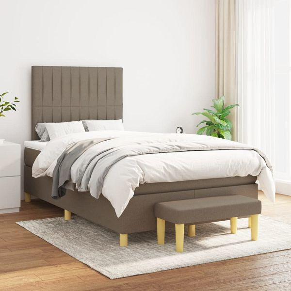 vidaXL Boxspringbett mit Matratze Taupe 120x200 cm Stoff, 3137305