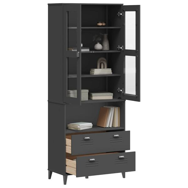 vidaXL Highboard VIKEN Anthrazit 80x40x200 cm Massivholz Kiefer, 3207143