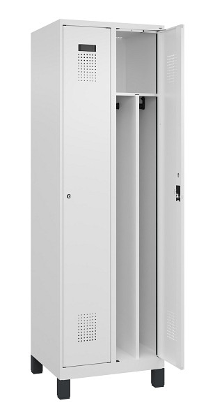 C+P Spind Evolo PLUS, mit Füßen, 2 Abteile, 1950x600x500mm, 9016/9016, Verschluss Zylinderschloss, 049010-20F S10047