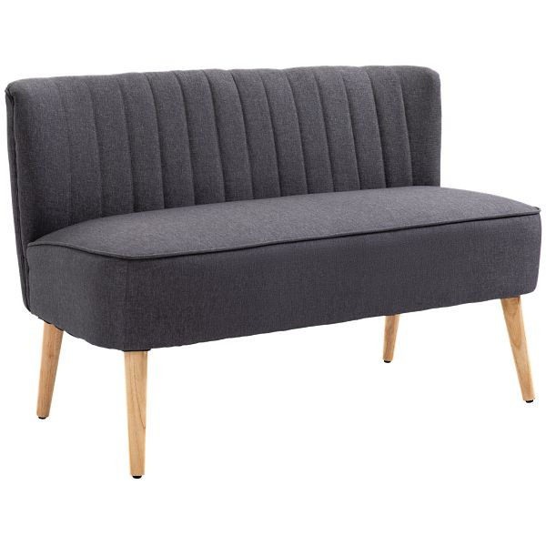 HOMCOM 2-Sitzer Sofa, weiche Polsterung, pflegeleichter Bezug, bis 220 kg, 117 x 56,5 x 77 cm, Dunkelgrau, 833-524V07CG