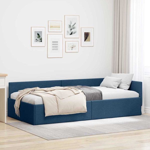 vidaXL Eckbettgestell Blau 80 x 200 cm Textil und Holzwerkstoff, 42016034