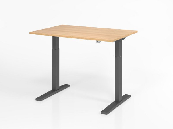 Hammerbacher Schreibtisch XMKA12, 120 x 80 cm, Platte: Eiche, 25 mm dick, ABS-Dickkante, Rechteckform, Graphit, VXMKA12/E/G