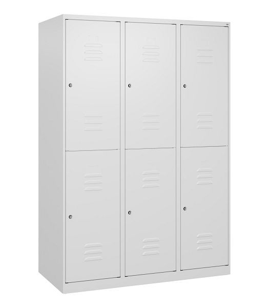 C+P Doppelstöckiger Spind Classic PLUS, 3 Abteile, 1700x1200x500mm, 9016/9016, Zylinderschlösser, 0803007-32 S10025