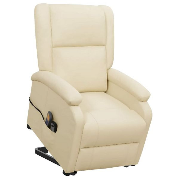 vidaXL Massagesessel mit Aufstehhilfe Creme Kunstleder, 329693