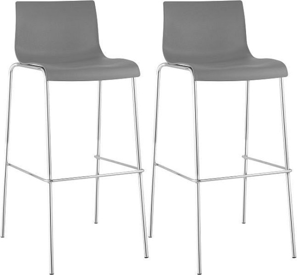 CLP Barhocker Hoover Kunststoff 4-Fuß Gestell chrom, grau, VE: 2 Stück, 304465