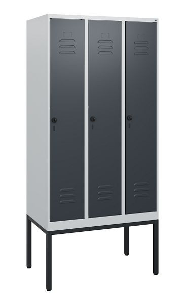 C+P Umkleidespind Classic PLUS, Gestell, 3 Abteile, 1950x900x500mm, 7035/7016, Drehriegel, 0800305-30 S10008