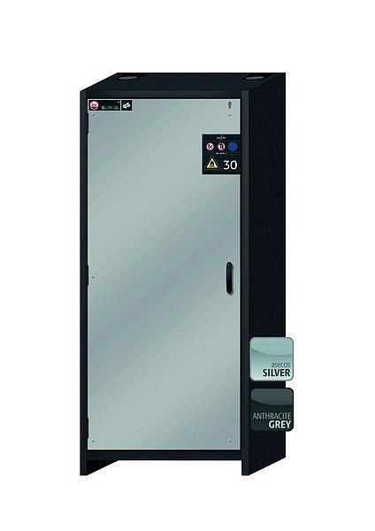 asecos Sicherheitsschrank Q-CLASSIC-30, Q30.195.086.WD in Silber mit 4x Auszugswanne Standard (Edelstahl), 31008-069-30056