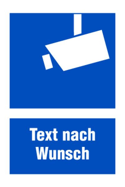 Schilder Klar Kombischild Videoüberwachung mit Text nach Wunsch, 100x150 mm Folie selbstklebend, 227/61