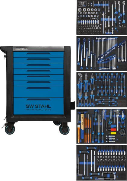 SW-Stahl Profi-Werkstattwagen TT801, blau, bestückt, 341-teilig, Z3110