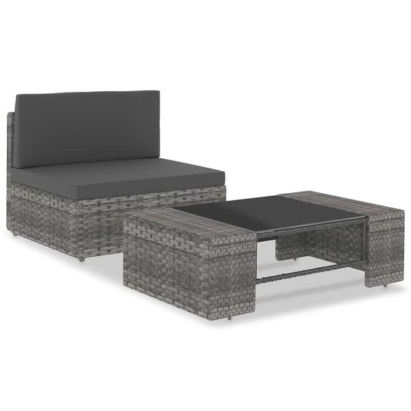 vidaXL 2-teilig Garten-Lounge-Set Poly Rattan Grau, 49522