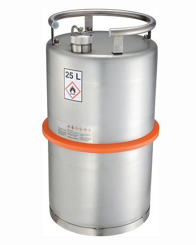 DENIOS Sicherheitsstandgefäß, Edelstahl, mit Schraubkappe, 25 Liter Volumen, 119591