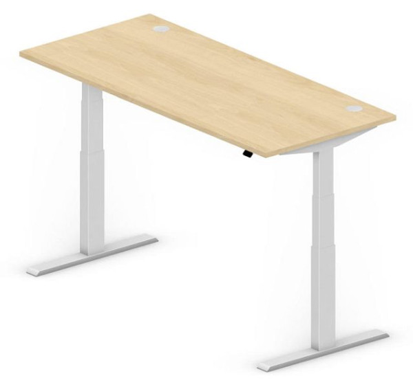 Deskin Sitz-/Stehtisch COMFORT MULTI M, Buchedekor, 2000 x 800 x 640-1300 mm, Gestell Alusilber, 331906