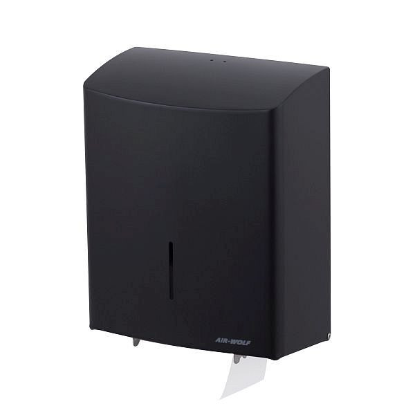 Air Wolf Großrollenspender für 1 Großrolle, Serie Alpha, H x B x T: 333 x 265 x 147 mm, Edelstahl mattschwarz, 60-106