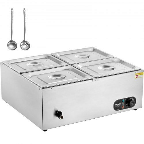 VEVOR Speisenwärmer Chafing Dish Gastronormbehälter 4x8Qt 1/2 Buffet Edelstahl, SYSPBWQPTK41SB7R9V2