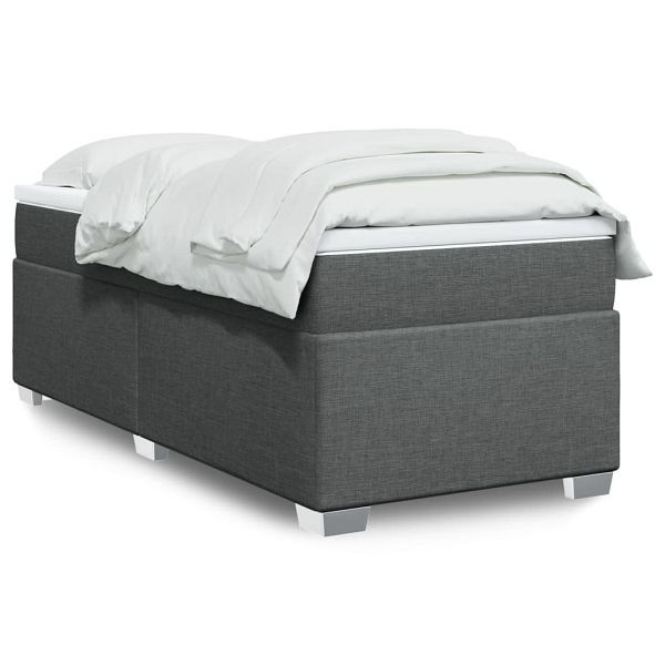 vidaXL Boxspringbett mit Matratze Dunkelgrau 100x200 cm Stoff, 3285110