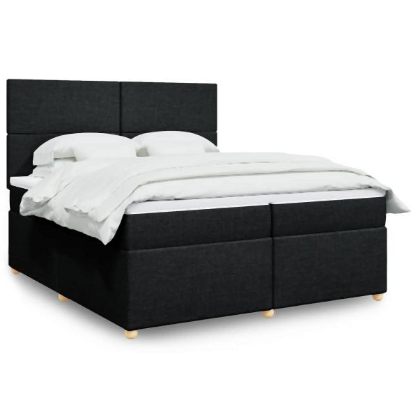 vidaXL Boxspringbett mit Matratze Schwarz 200x200 cm Stoff, 3291382