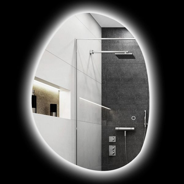HOMCOM Badezimmerspiegel mit LED-Beleuchtung und einstellbarer Farbe und Temperatur, aus gehärtetem Glas, 80x5x60 cm, Silber, 834-783V01SR