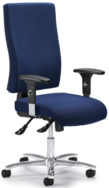 Deskin Bürodrehstuhl COMFORT R BIG DELUXE inkl. Armlehnen, Fußkreuz Stahl inkl. Gasfeder verchromt, Bezug Stoff Basic G, Farbe dunkelblau, 258393