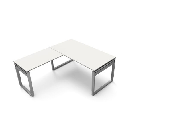 Kerkmann Schreibtisch B 1600 x T 800 x H 680-820 mm mit Anbautisch, Form 5, Farbe: Weiß, 11403810