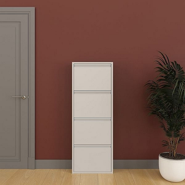 Mades Schuhkipper Metall 50 x15 x 136 cm, 4 Klappen, grau RAL 7035, 153.FRN.MAC4.03