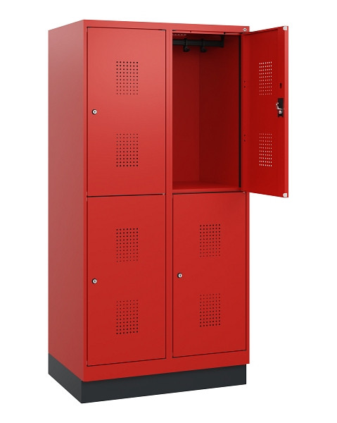 C+P Doppelstöckiger Spind Evolo PLUS, Sockel, 4 Fächer, 1630x800x500mm, 3020/302, Zylinderschloss, 0493205-22 S10076