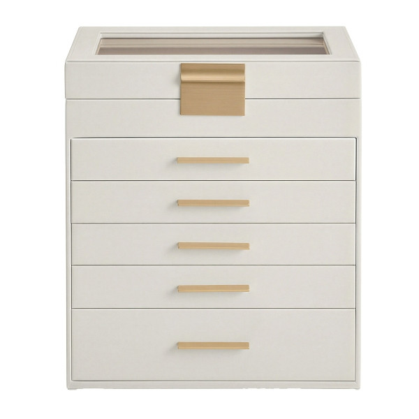 SONGMICS Schmuckschatulle, Weiß, 25,1x16,3x29 cm, JBC171W01
