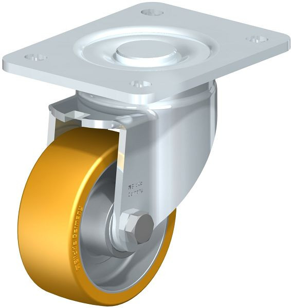 Blickle LH-ALTH 100K-3 Stahlblech-Lenkrolle, Schwerlast-Ausführung, mit Anschraubplatte, Blickle Extrathane®, Hellbraun, 617001