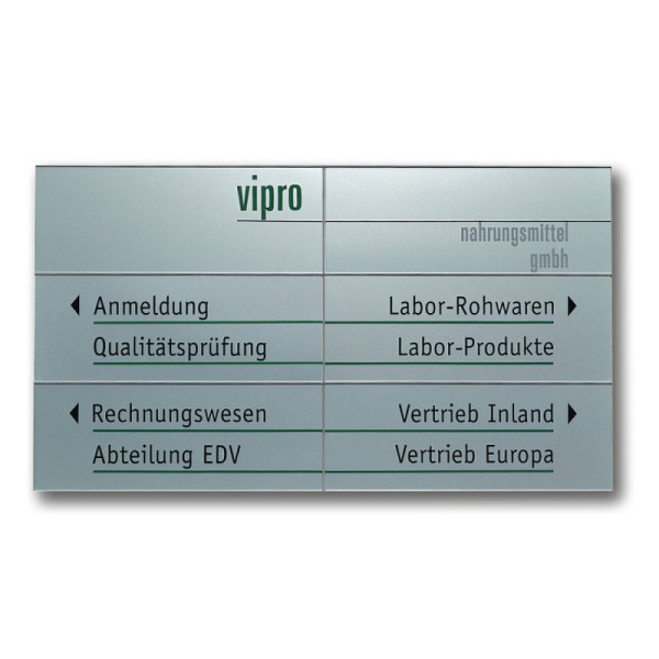 Stein HGS Wegweiser -Unitex L-, 450 x 75 mm, Deckenmontage mit Abhängung aus Edelstahlseil silber, 21754-03