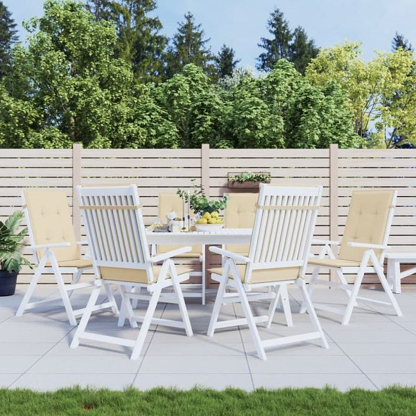 vidaXL Gartenstuhlauflagen für Hochlehner 6 Stück Beige 120x50x3cm Stoff, 314107