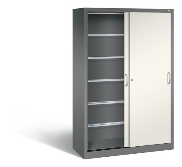 C+P Schiebetürenschrank Acurado, H1950xB1200xT500mm, Farbe: Vulkangrau / Perlweiß, Bügelgriff, 2050-60 S10024