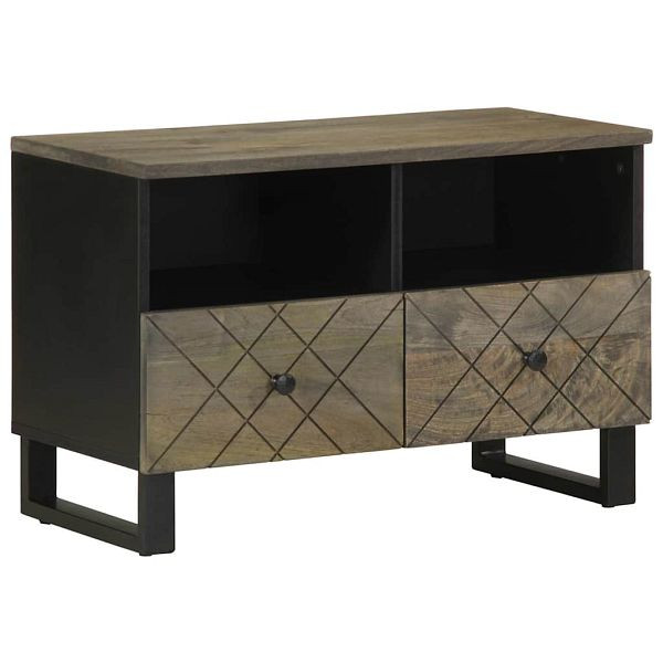 vidaXL TV-Schrank Schwarz 70x33x46 cm Massivholz Mango, 4017685