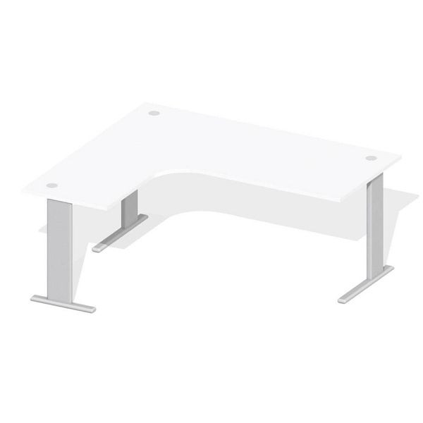 Deskin Schreibtisch Basic M MULTI M, Dekor weiß, Gestell Alusilber, B 1800 x T 1600 / 800 x H 740 mm, Freiform linksseitig, 259665