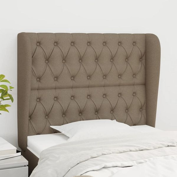 vidaXL Kopfteil mit Ohren Taupe 93x23x118/128 cm Stoff, 3118278