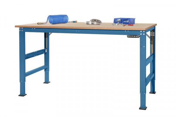 Manuflex Arbeitsgrundtisch UNIVERSAL Ergo E Memory mit Multiplexplatte, BxTxH = 1000 x 800 x 722-1002 mm, Brillantblau, AU9515.5007