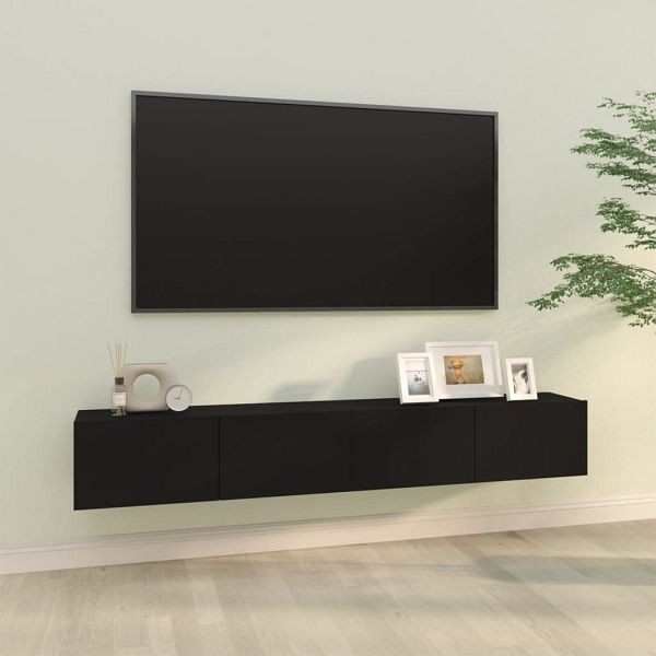 vidaXL TV-Wandschränke 2 Stück Schwarz 100x30x30 cm Holzwerkstoff, 804545