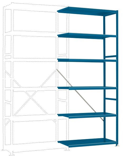 Manuflex Fachboden-Steckregal Color Anbauregal mit 6 Stahlböden, HxBxT = 2500 x 1000 x 300 mm, lichtblau, RP1351.5012