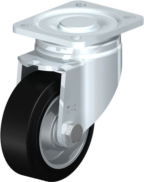 Blickle LH-ALEV 100K-1 Stahlblech-Lenkrolle, Schwerlast-Ausführung, mit Anschraubplatte, Elastik-Vollgummi, Schwarz, 562108