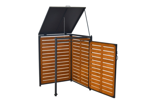 Merxx Mülltonnenabdeckung Anbau, groß, Aluminium mit FSC ® Akazie, 29134-011