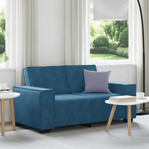 vidaXL 2-Sitzer-Sofa Blau 120 cm Abmessung Samt, 4105019