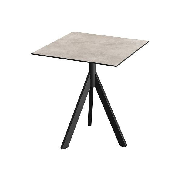 Feros Infinity Tripod Terrassentisch Schwarz frame + Moonstone HPL Tischplatte 70x70 cm, 140011377