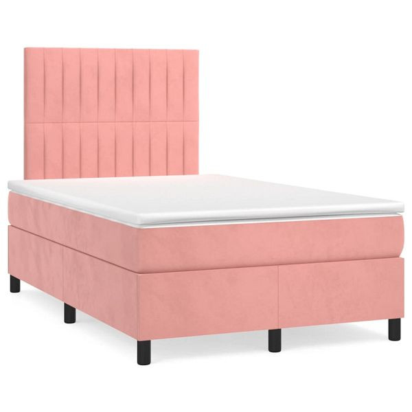 vidaXL Boxspringbett mit Matratze Rosa 120x190 cm Samt, 3270012