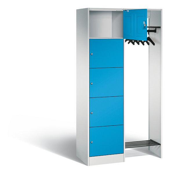 C+P Offene Garderobe Serie 8070, H1950xB960xT480mm, Farbe: Lichtgrau / Lichtblau, 82700-00 S10001