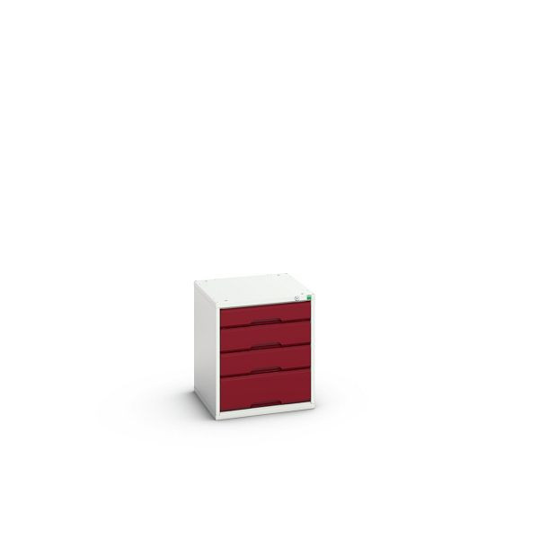 bott verso Schubladenschrank, mit 4 Schubladen, BxTxH: 525 x 550 x 600 mm, Lichtgrau / Purpurrot, 16925004.24