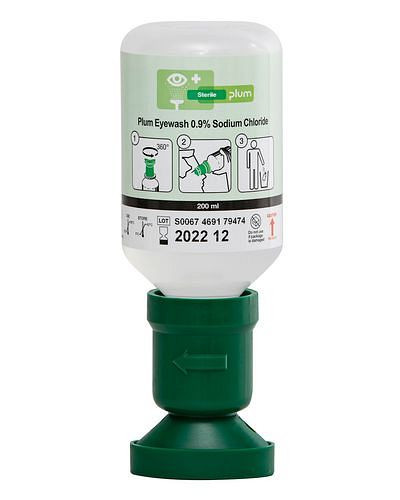 DENIOS Augenspülflasche MONO mit 200 ml 0,9 %iger Kochsalzlösung (Natriumchlorid), VE: 0,2 Liter, 145539
