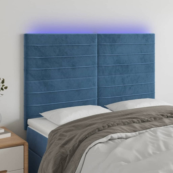 vidaXL LED Kopfteil Dunkelblau 144x5x118/128 cm Samt, 3122616