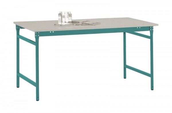Manuflex Beistelltisch BASIS stationär mit Melamin-Tischplatte in Wasserblau RAL 5021, BxTxH: 1000 x 800 x 780 mm, Wasserblau, BB3021.5021