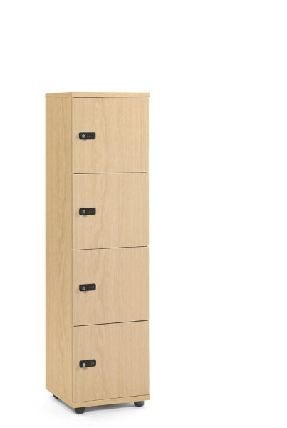 Deskin Schließfachschrank OFFICE-LINE mit 4 Fächern, Buchedekor, 400 x 420 x 1530 mm, ohne Posteinwurf, 1 Abteile, Korpus: Buchedekor, 289896