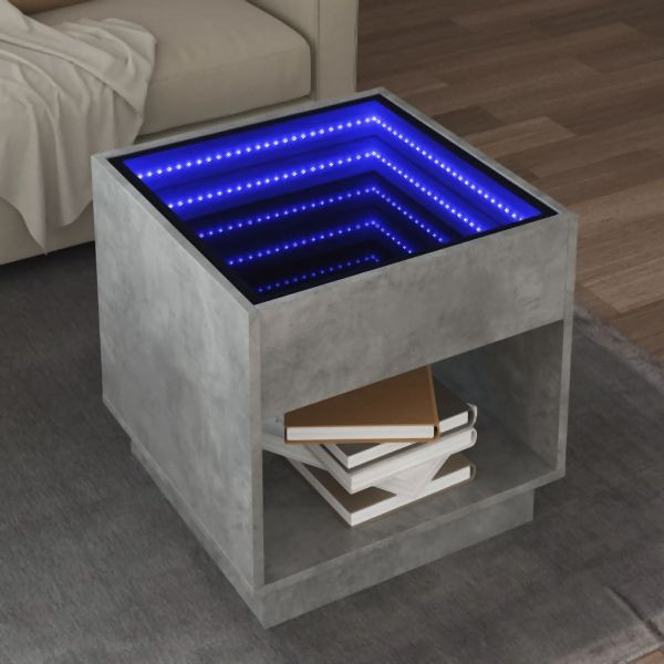 vidaXL Couchtisch mit Infinity-LED Betongrau 50x50x50 cm, 847654
