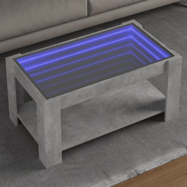 vidaXL LED-Couchtisch Betongrau 93x53x45 cm Holzwerkstoff, 847556
