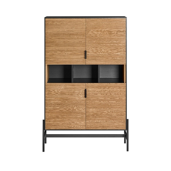 SoBuy Sideboard mit einer Tür Schwarz 84x40x132 cm, Vintage, HFSB03-SCH